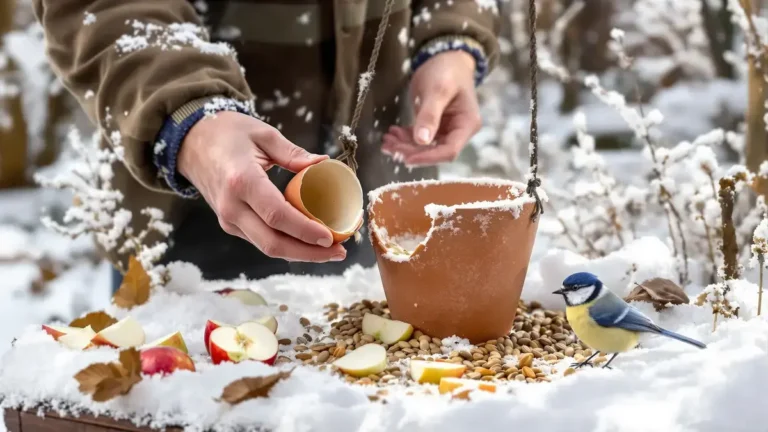 Een oude pot en een eierschaal kunnen mezen helpen de winter rustiger doorkomen
